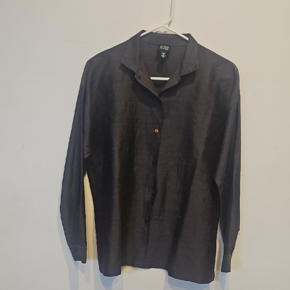 Eileen Fisher Elegant Black Button-Down Shirt